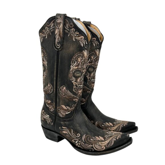 NWOB Old Gringo Dulce Calavera Skull Embroidered Leather Cowboy Boots - Picture 1 of 9
